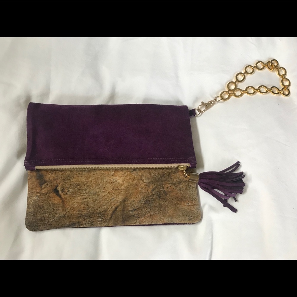 Faux- suede flap bag